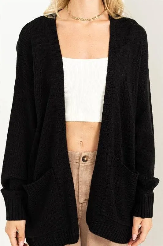 Long Sleeve Open Front Oversized Cardigan