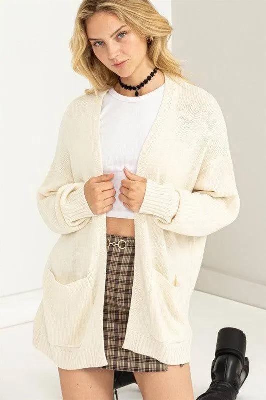 Long Sleeve Open Front Oversized Cardigan