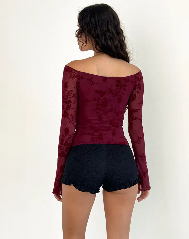 Lutana Top in Botanical Flower Maroon