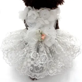 Luxurious Dogs or Cats Princess Wedding Dress-Pet-Puppy Clothes Apparel Flower Design