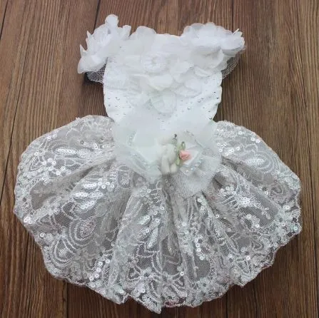 Luxurious Dogs or Cats Princess Wedding Dress-Pet-Puppy Clothes Apparel Flower Design