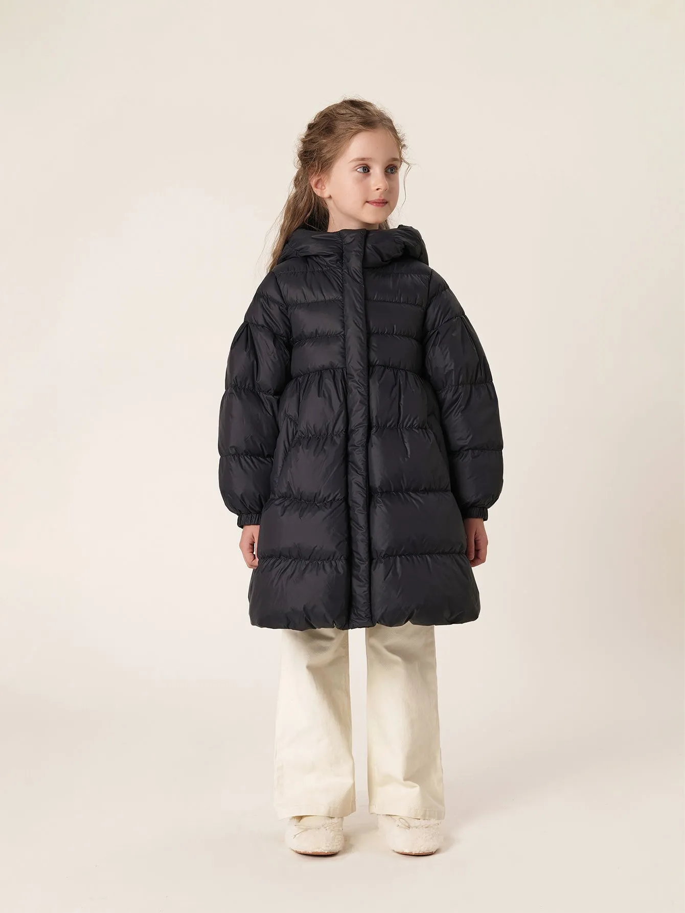 MARC & JANIE Girls Ultralight Hooded Down Mid-Length Coat 221075