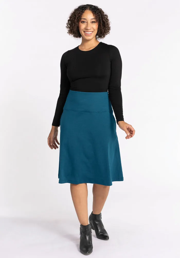 Marilyn Flowy Midi Skirt - Real Teal