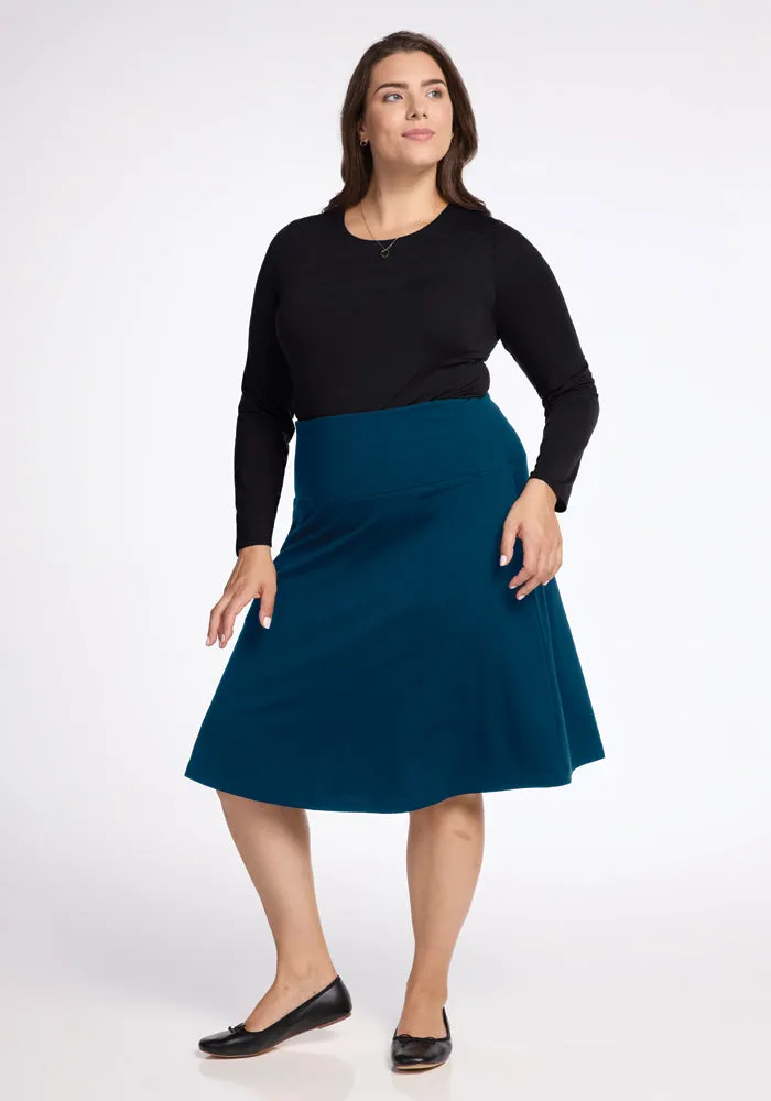 Marilyn Flowy Midi Skirt - Real Teal