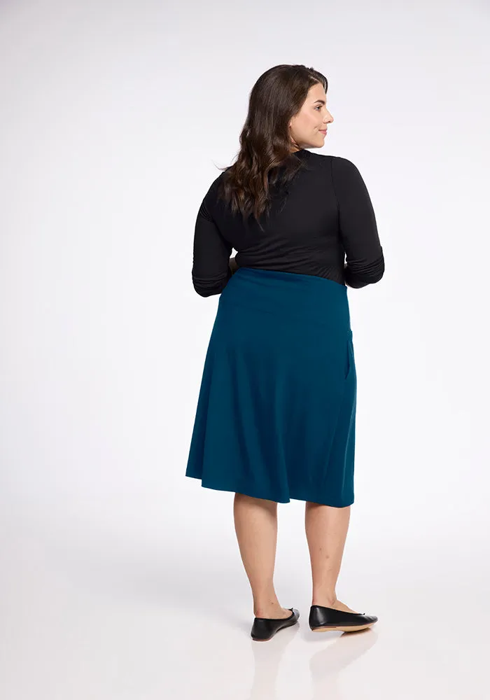 Marilyn Flowy Midi Skirt - Real Teal