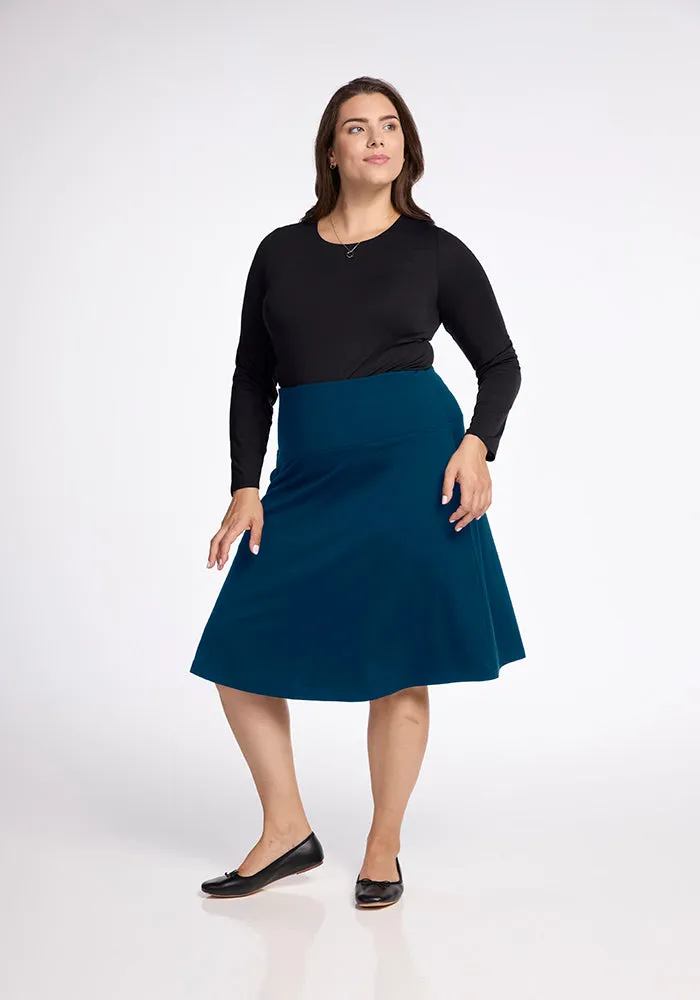 Marilyn Flowy Midi Skirt - Real Teal