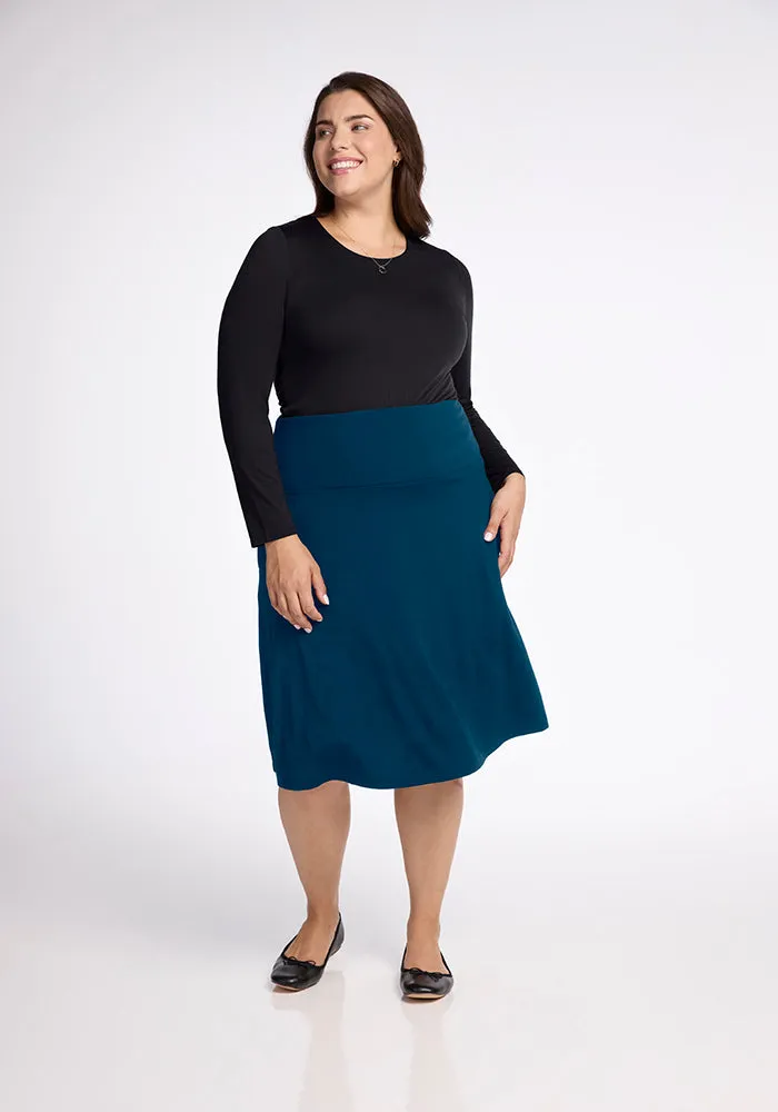 Marilyn Flowy Midi Skirt - Real Teal