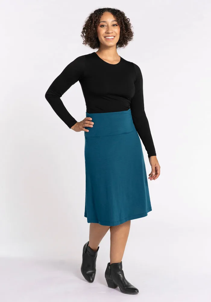 Marilyn Flowy Midi Skirt - Real Teal