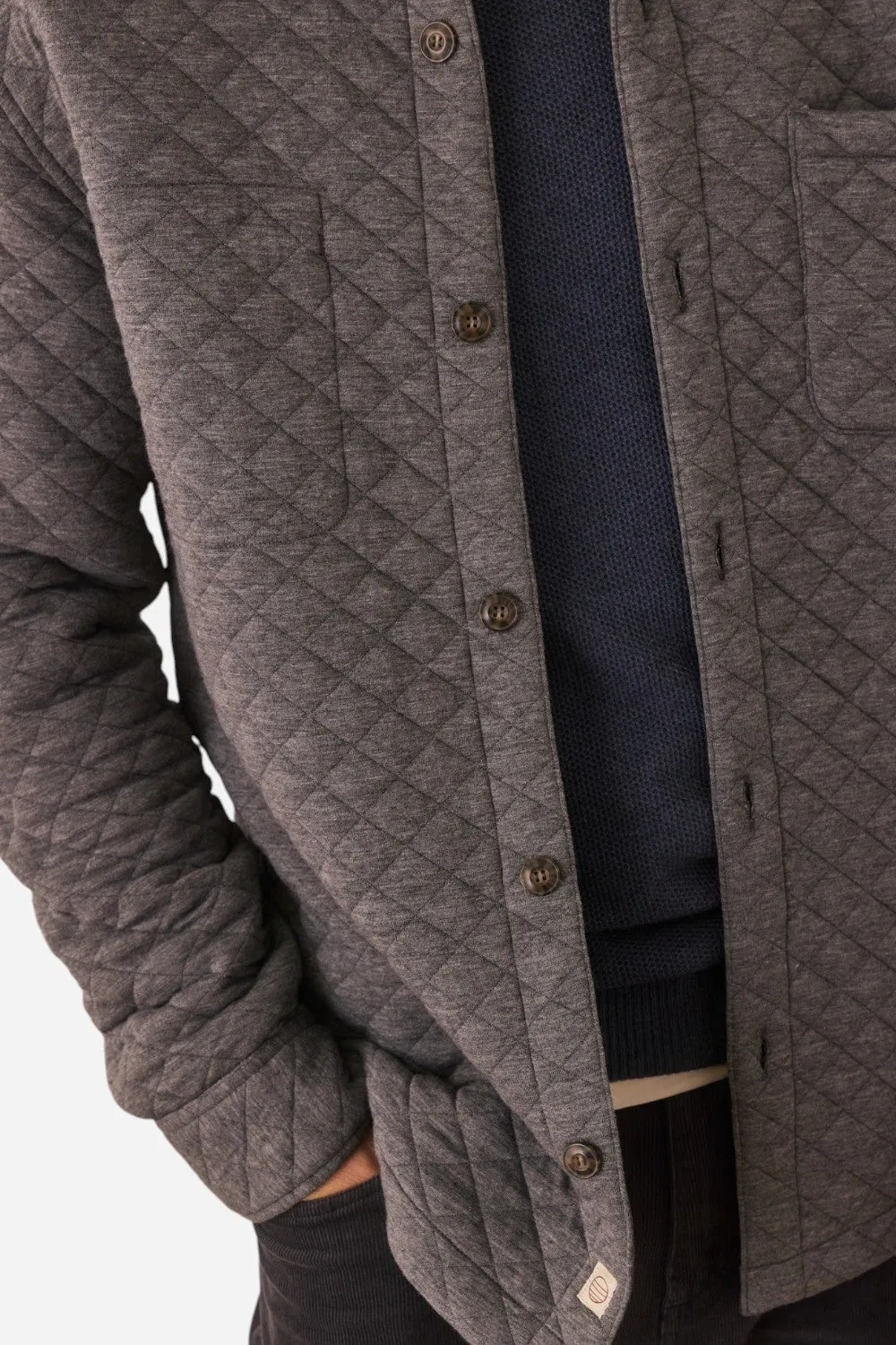 Marine Layer Corbet Quilted Overshirt in Dark Heather Grey