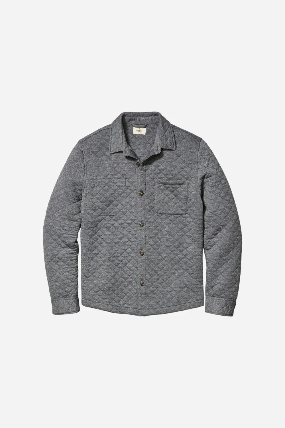 Marine Layer Corbet Quilted Overshirt in Dark Heather Grey