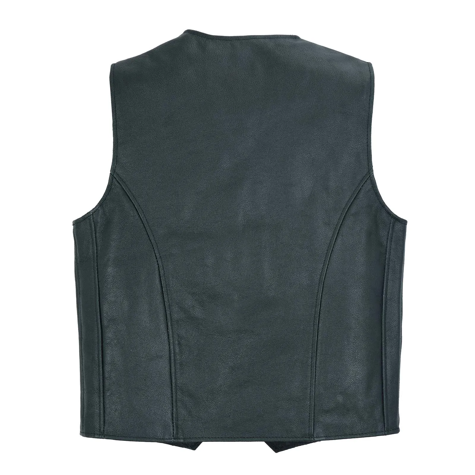 Men's Black Classic Motorcycle Biker Leather Vest