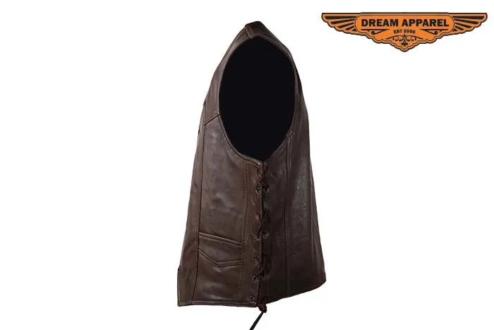 Mens Brown Leather Vest