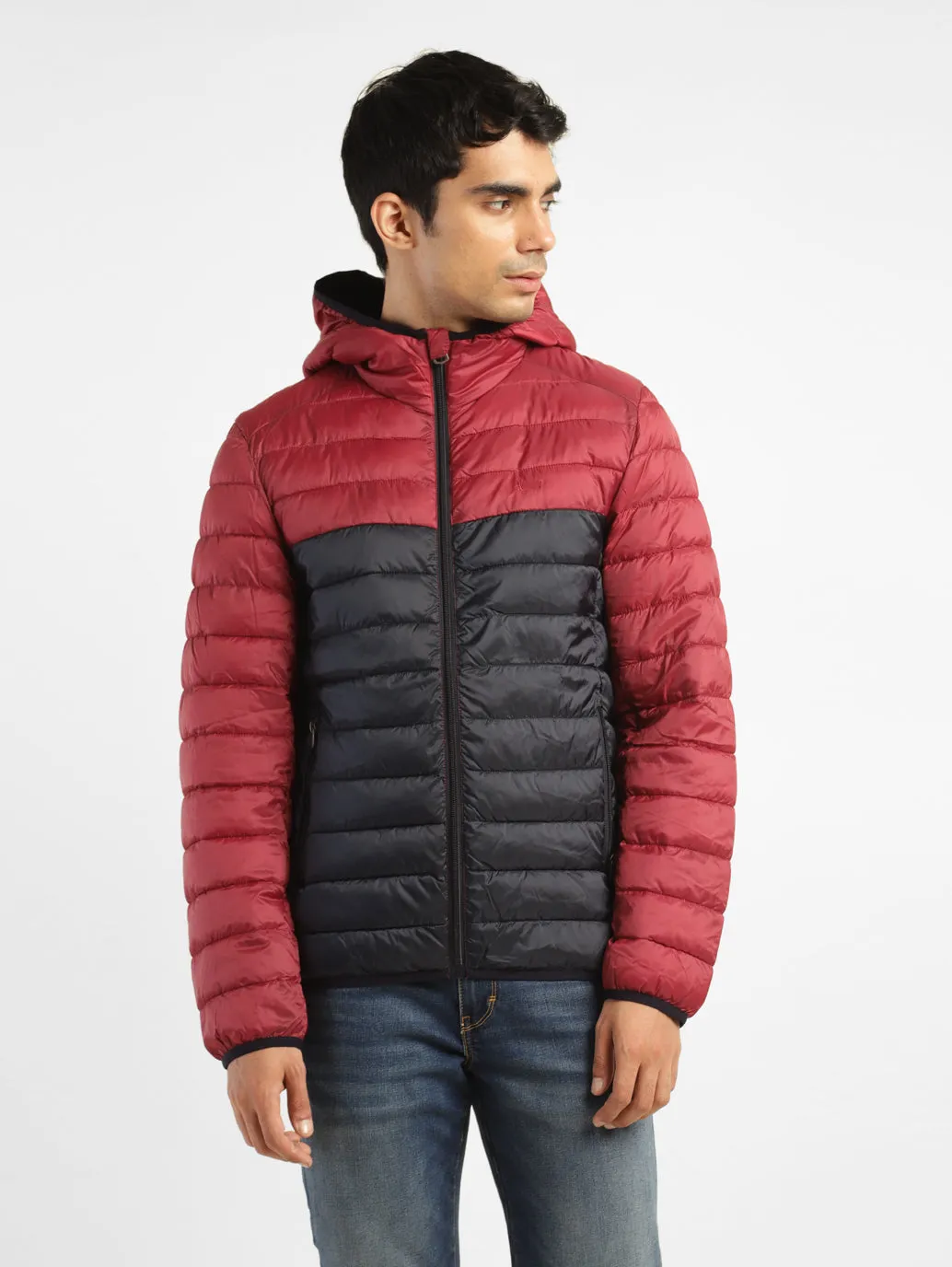 Men's Colorblock Red Quilted Jacket