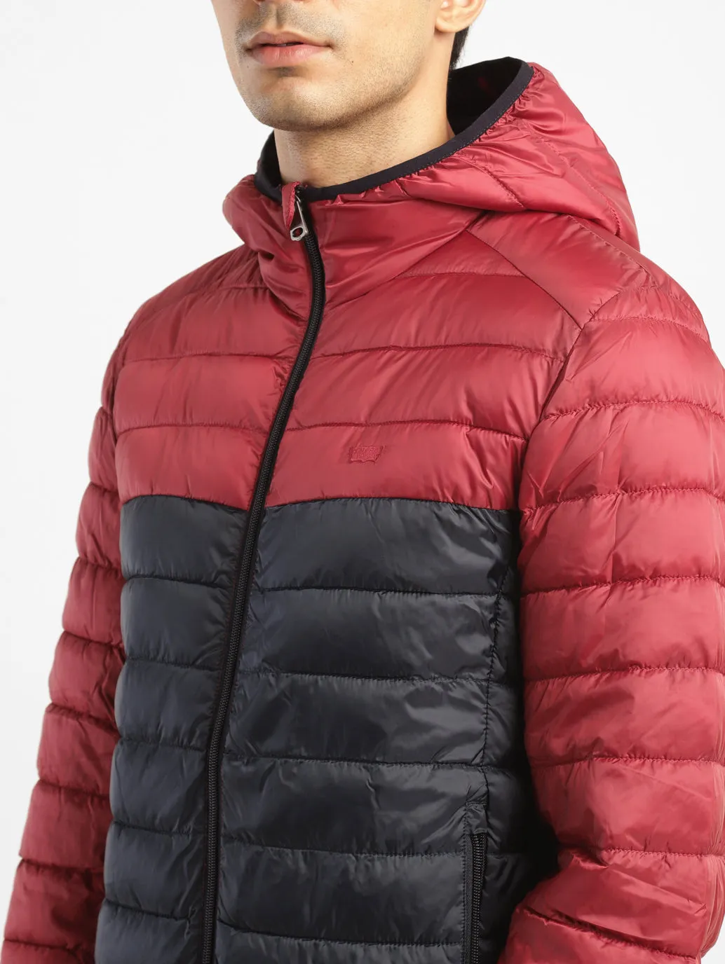 Men's Colorblock Red Quilted Jacket