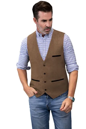 Men's Fashion Herringbone V Neck Waistcoat