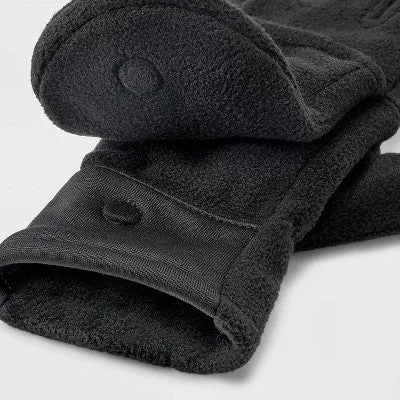 Men's Flip Top Fleece Gloves - All in Motion Black S/M