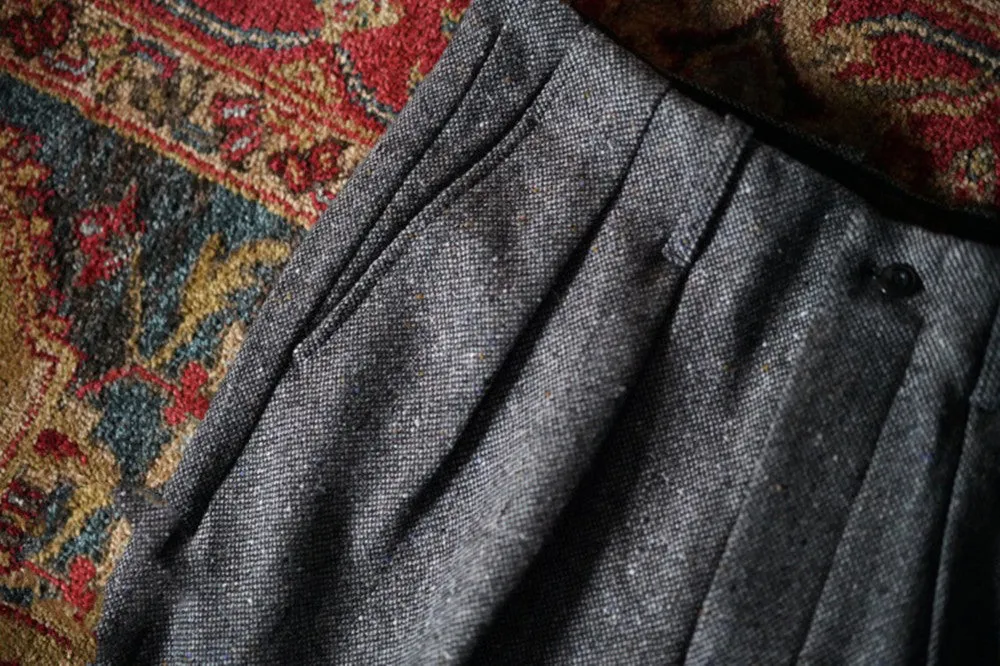 Men's Grey Speckled Tweed Pleated Pants