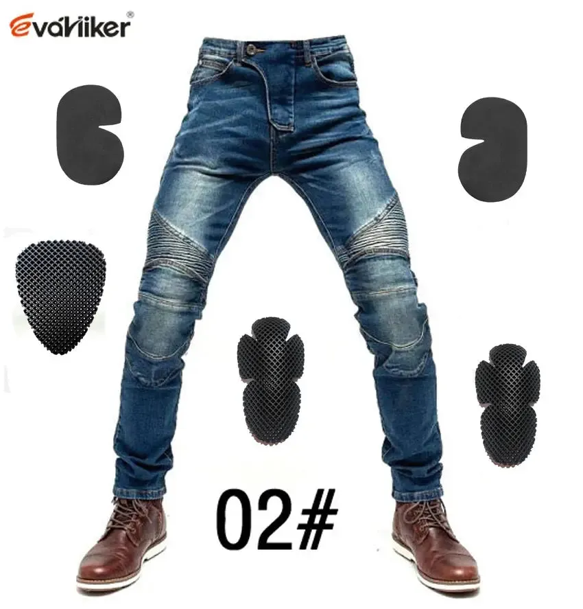 Men's Motorcycle Racing Pants Tight Blue Motorcycle Elastic Jeans With Pads Tight Motorcycle Slim Jeans