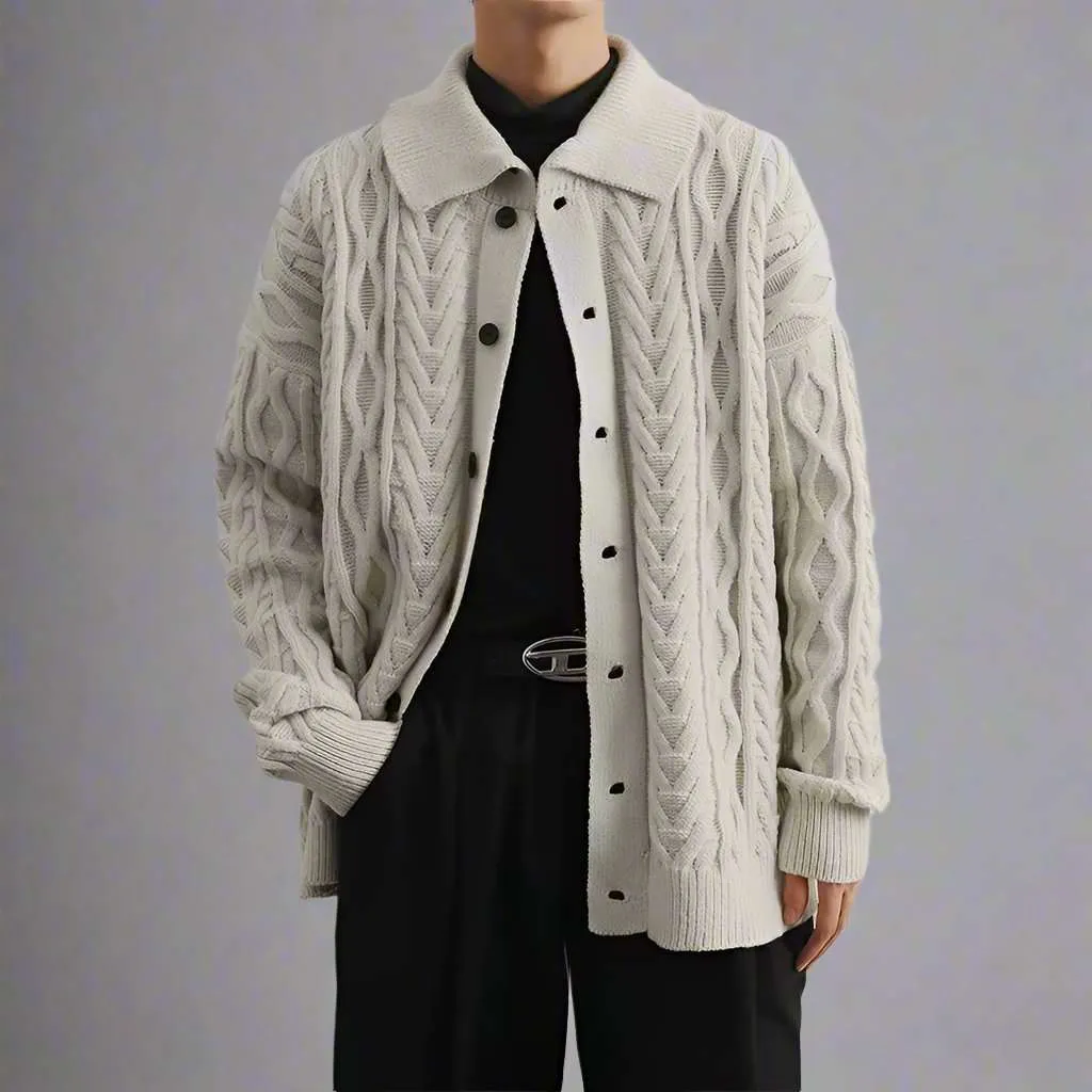 Men's Retro Twist Knit Cardigan