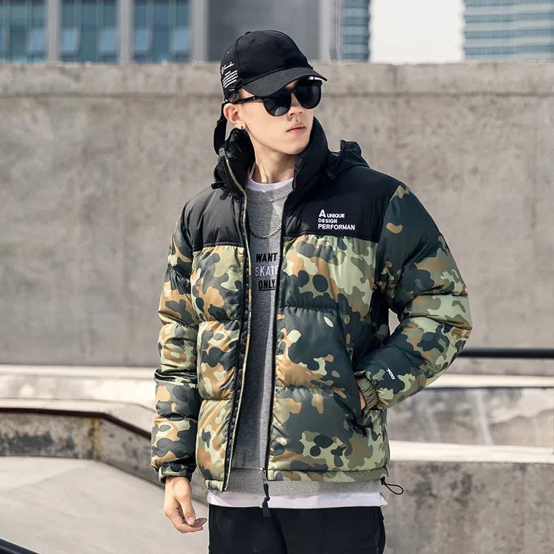 Men's Short Fashionable Shiny Coat Loose Hong Kong Style Down Padded Jacket