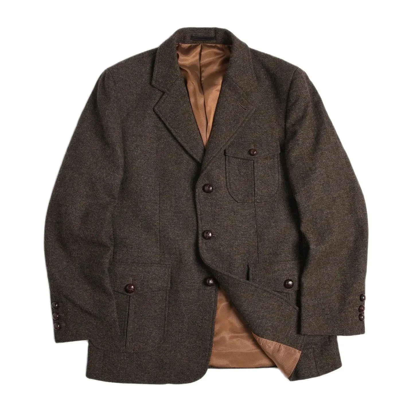 Men's Tweed Suit Jacket Safari Style Blazer - Classic and Elegant