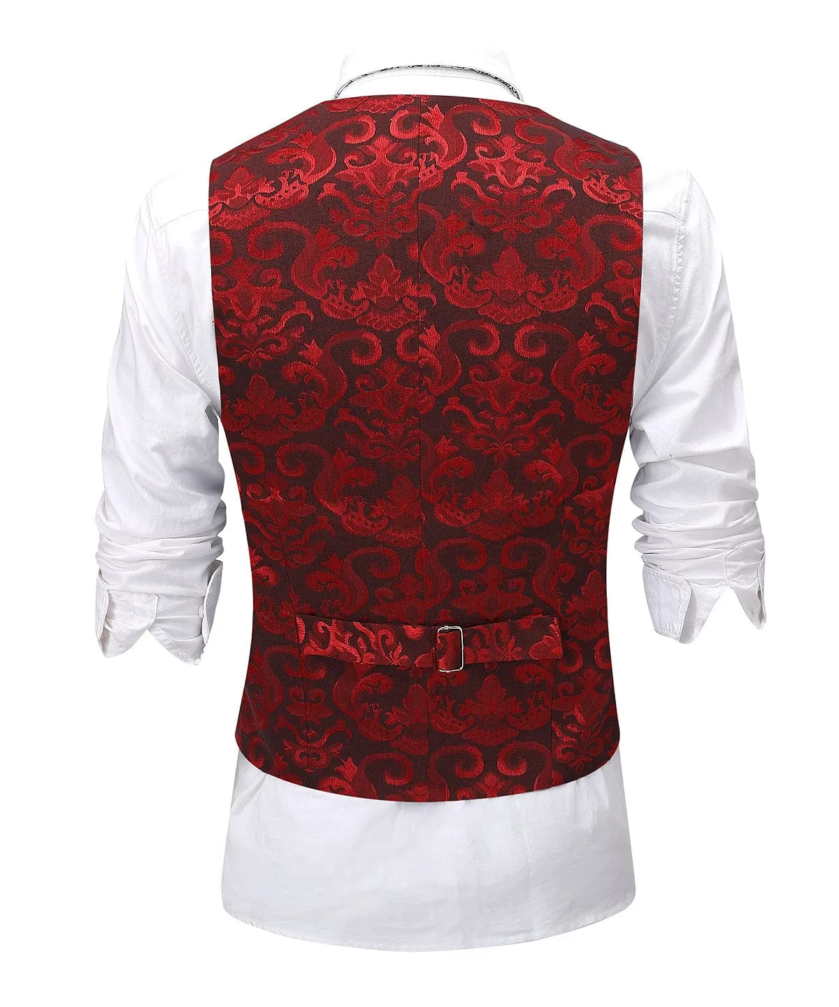 Men's U-Neck Sleeveless Slim Fit Patterned Jacket Casual Suit Waistcoat