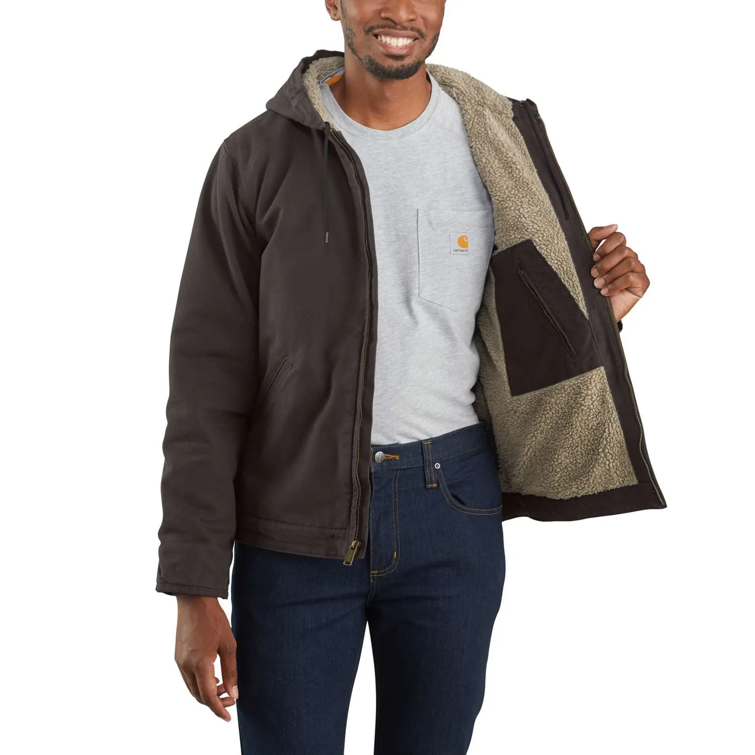 Men's Washed Duck Canvas Sherpa Lined Jacket 104392