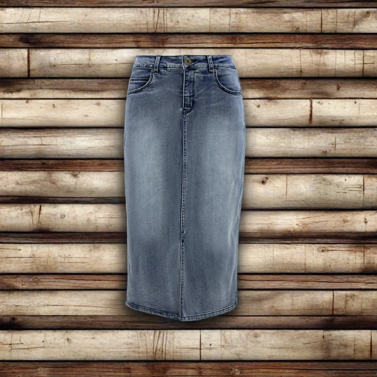 Midi Length Denim Skirt