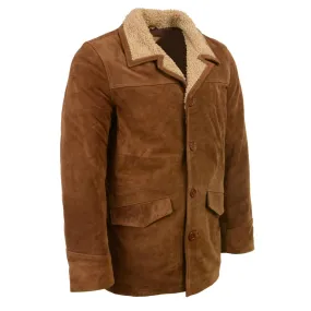 Milwaukee Leather Vintage SFM1819 Men's Western Style Long Brown Suede Leather Fashion Coat Jacket