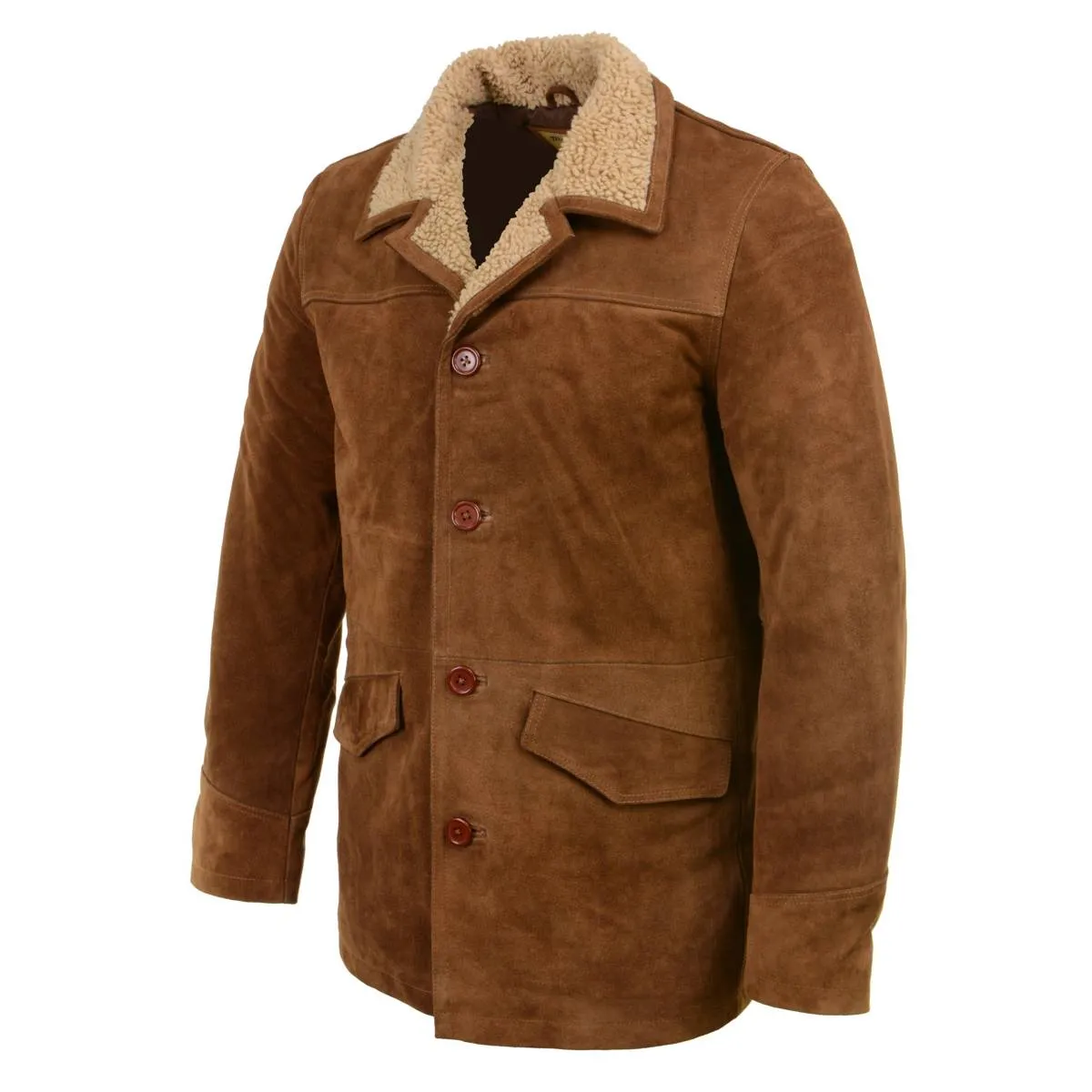 Milwaukee Leather Vintage SFM1819 Men's Western Style Long Brown Suede Leather Fashion Coat Jacket