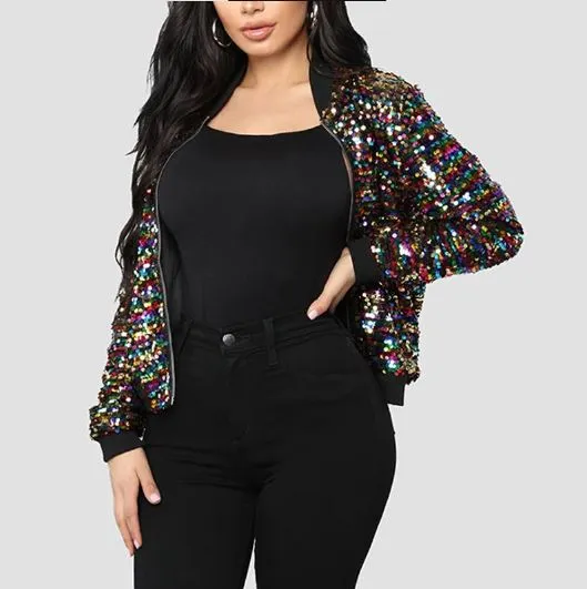 Multicolour Sequin Bomber Jacket