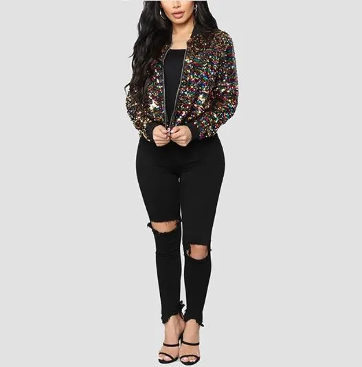 Multicolour Sequin Bomber Jacket