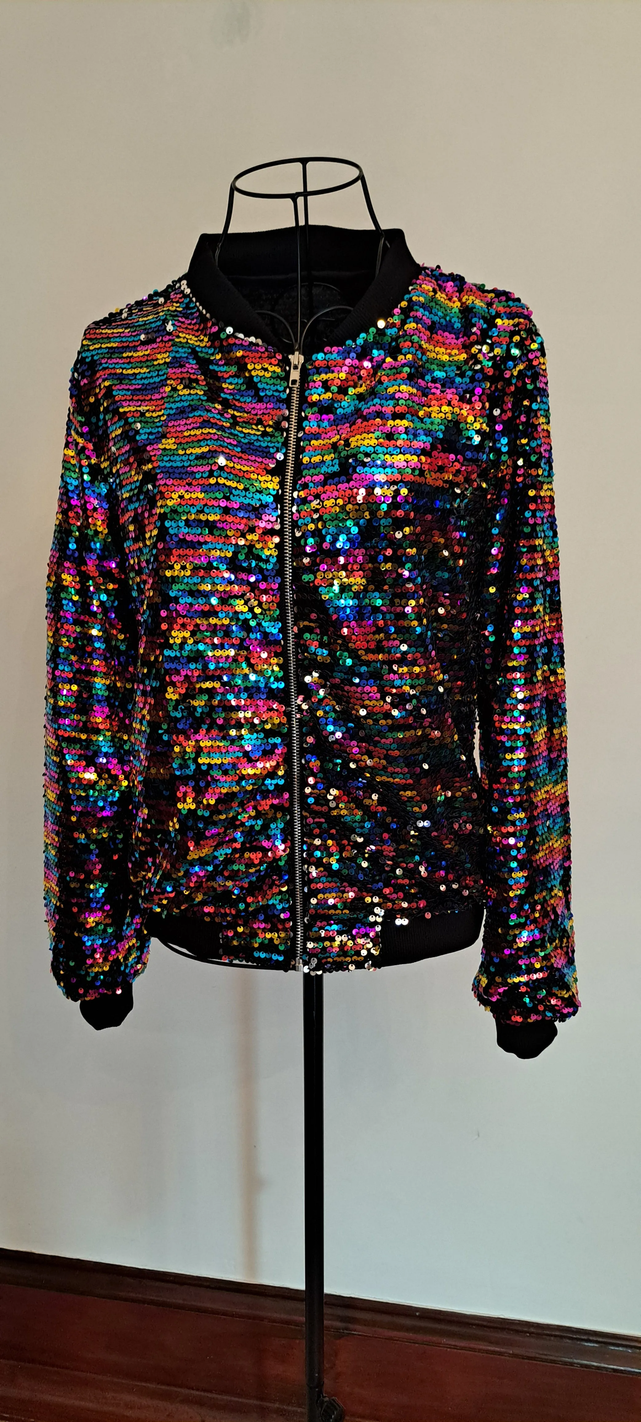 Multicolour Sequin Bomber Jacket