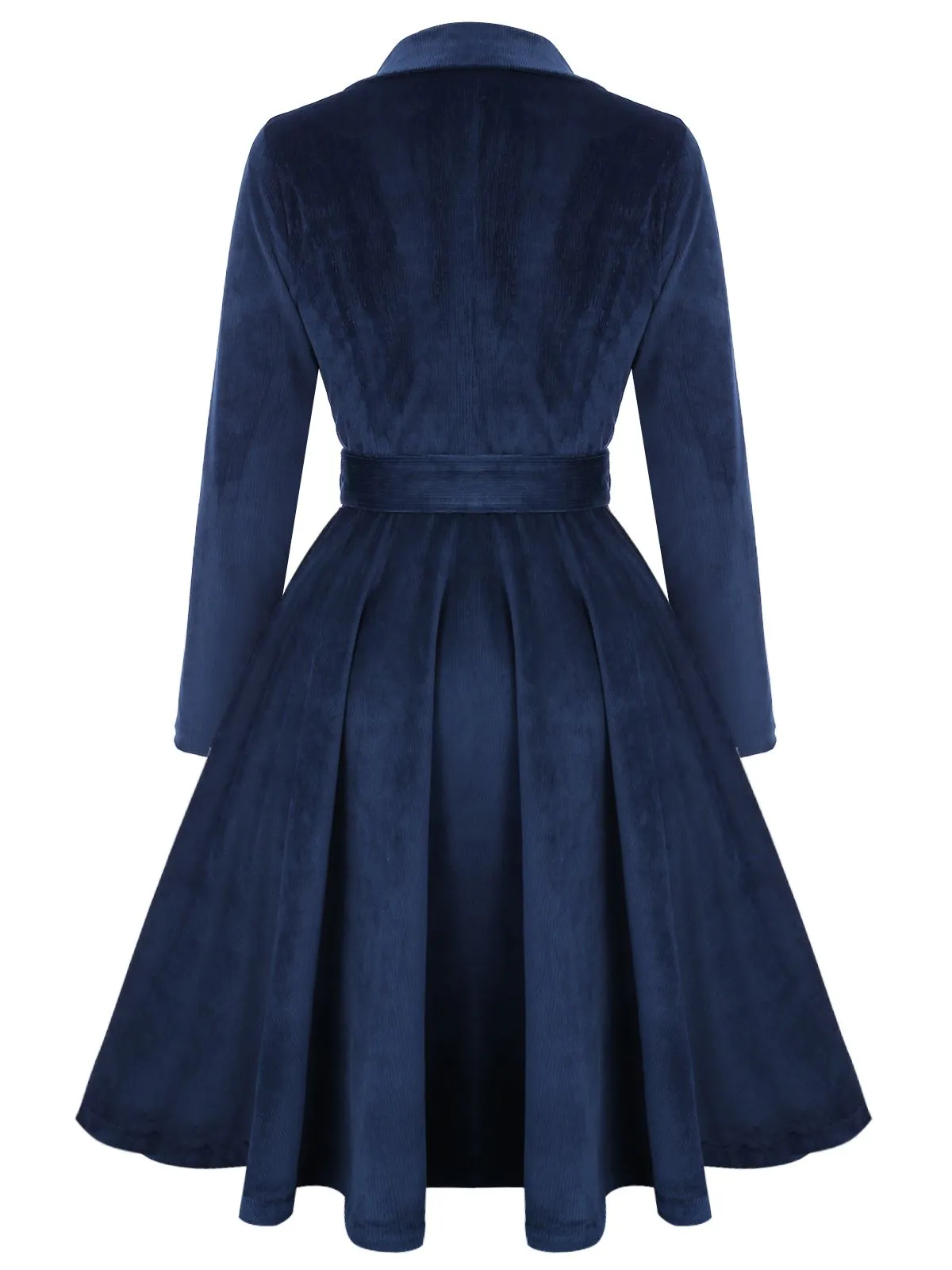 Navy Blue 1950s Velvet Long Coat