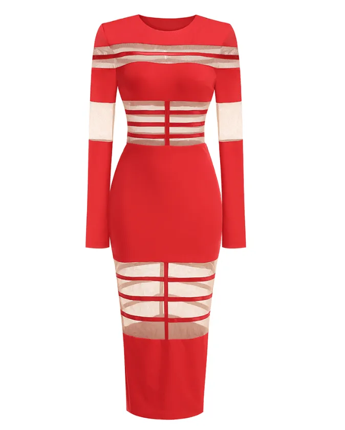 Nouri Red Midi Dress