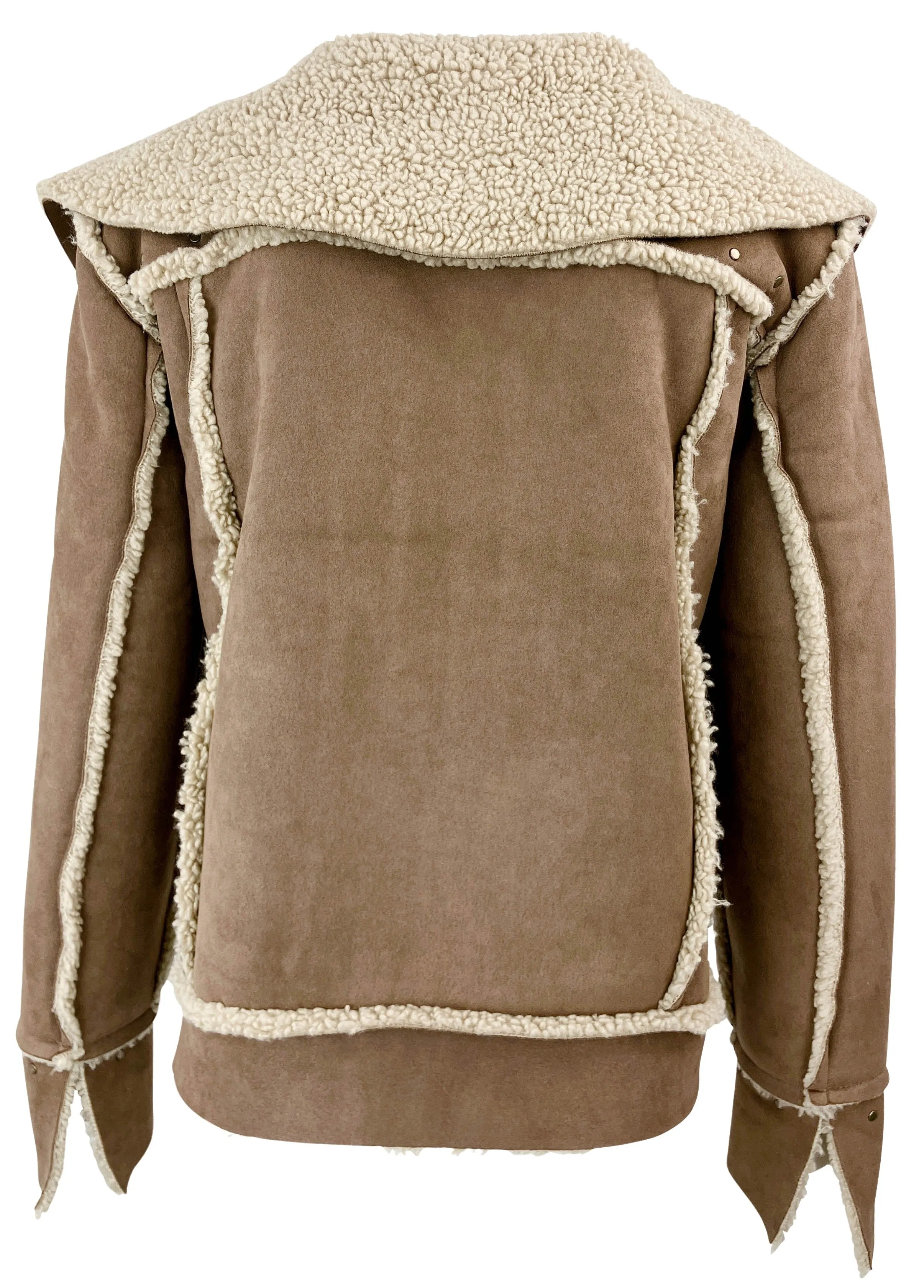 NSF Faux Suede/Sherpa Jacket in Brown