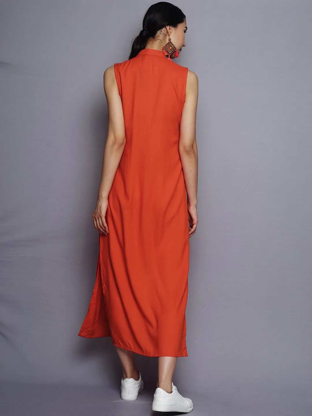 Orange Front Open Dress