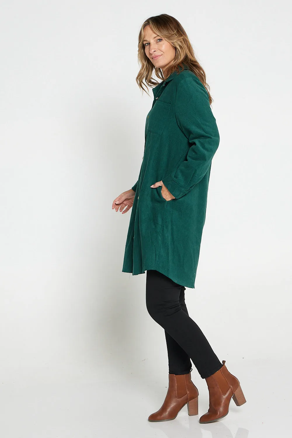 Parvati Corduroy Overshirt - Dark Green