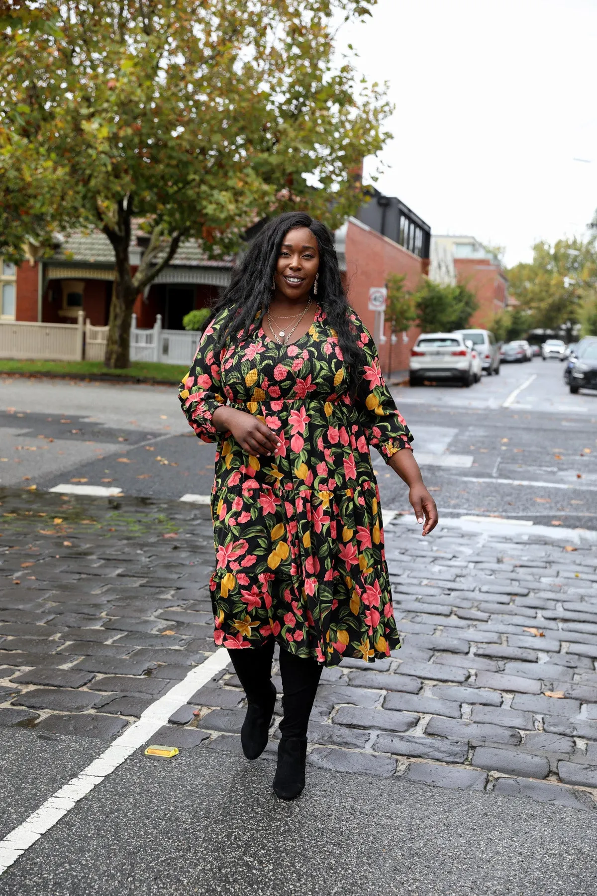 Phoenix Dress - Black Floral