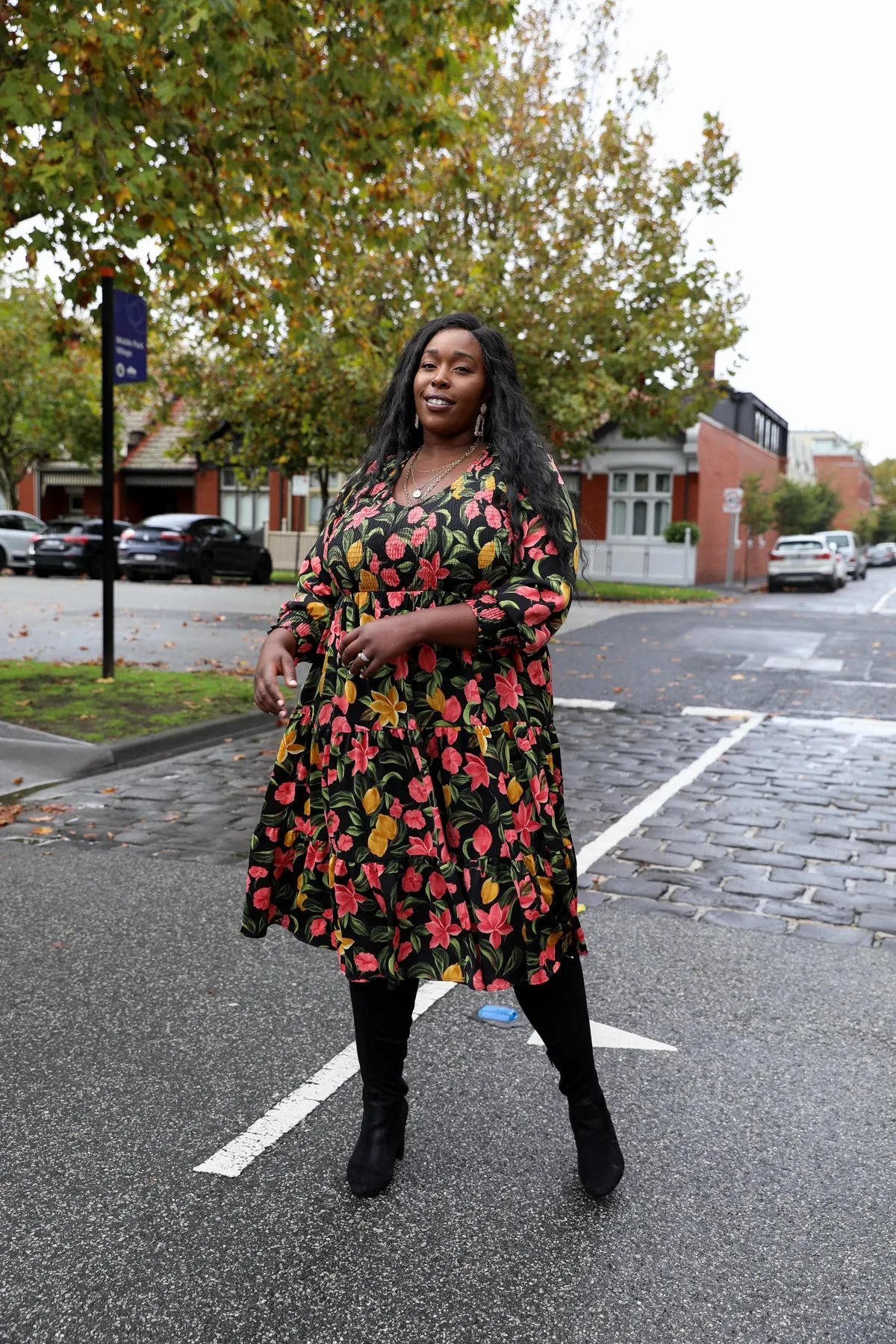 Phoenix Dress - Black Floral