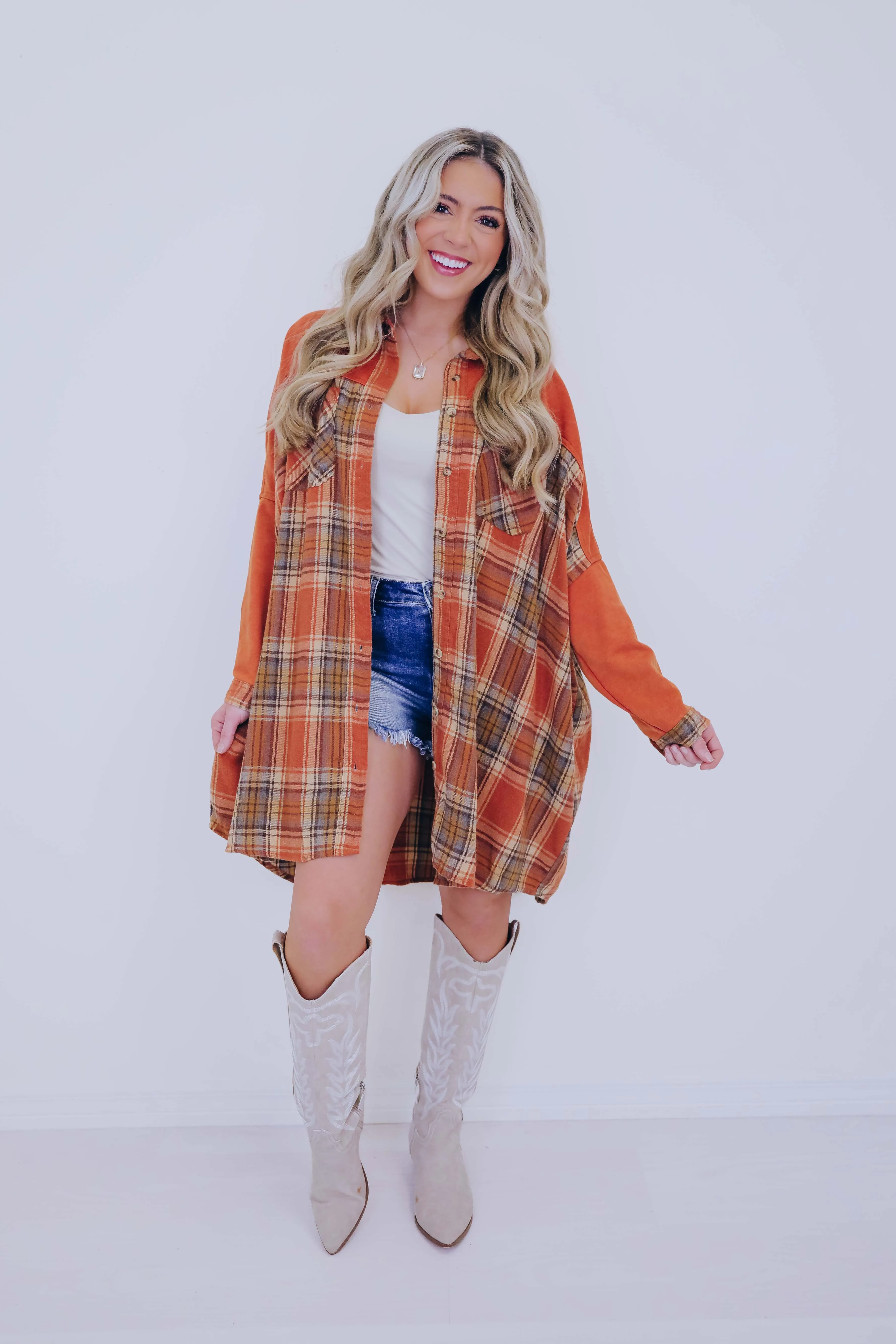 Playfully Plaid Longline Shacket