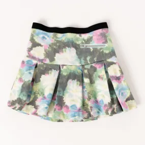 Pleated Brushed Floral Skirt