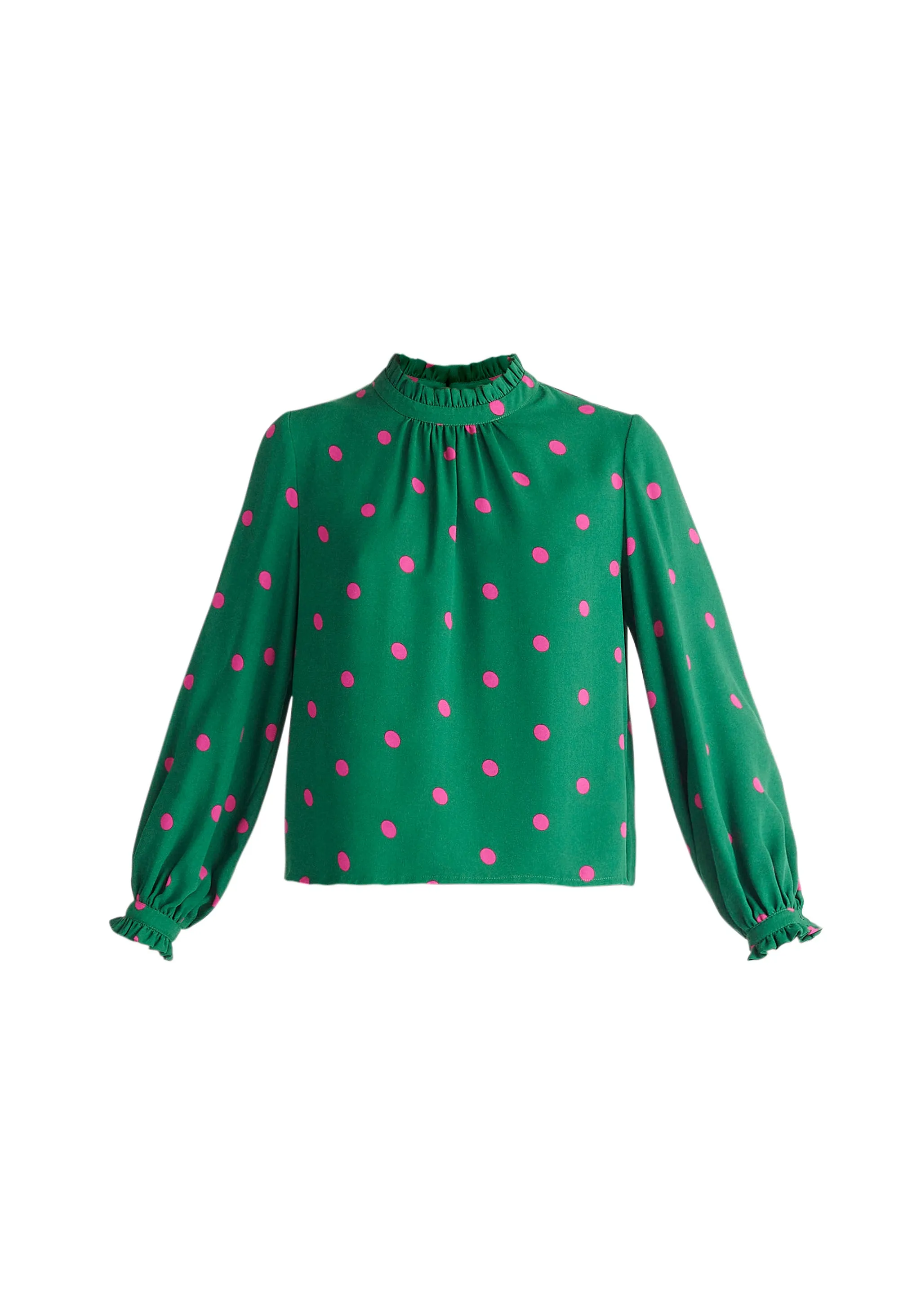 Pleated Collar Polka Dot Blouse