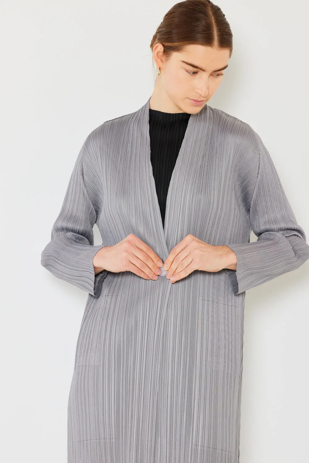 Pleated Long Sleeve Cardigan