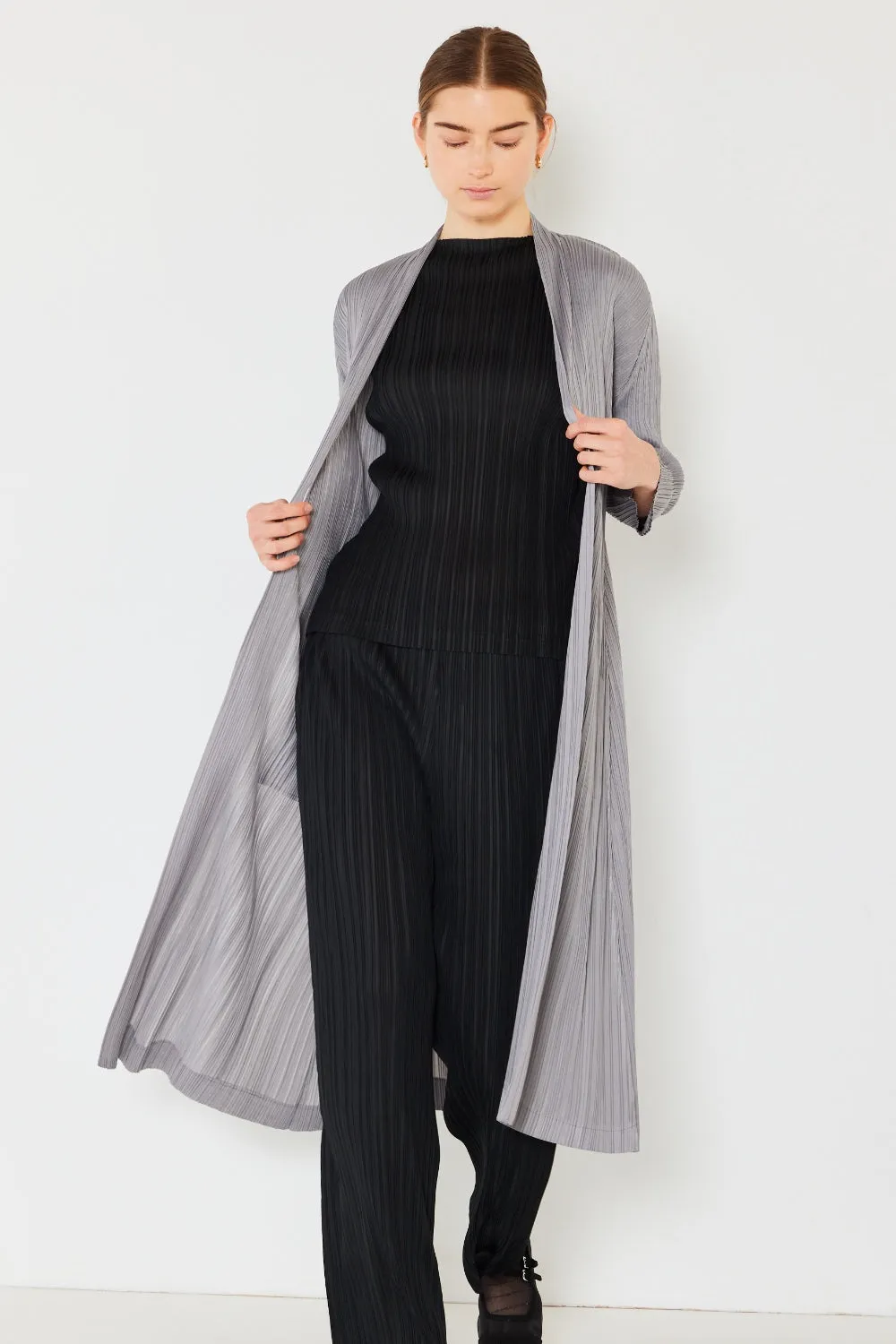 Pleated Long Sleeve Cardigan