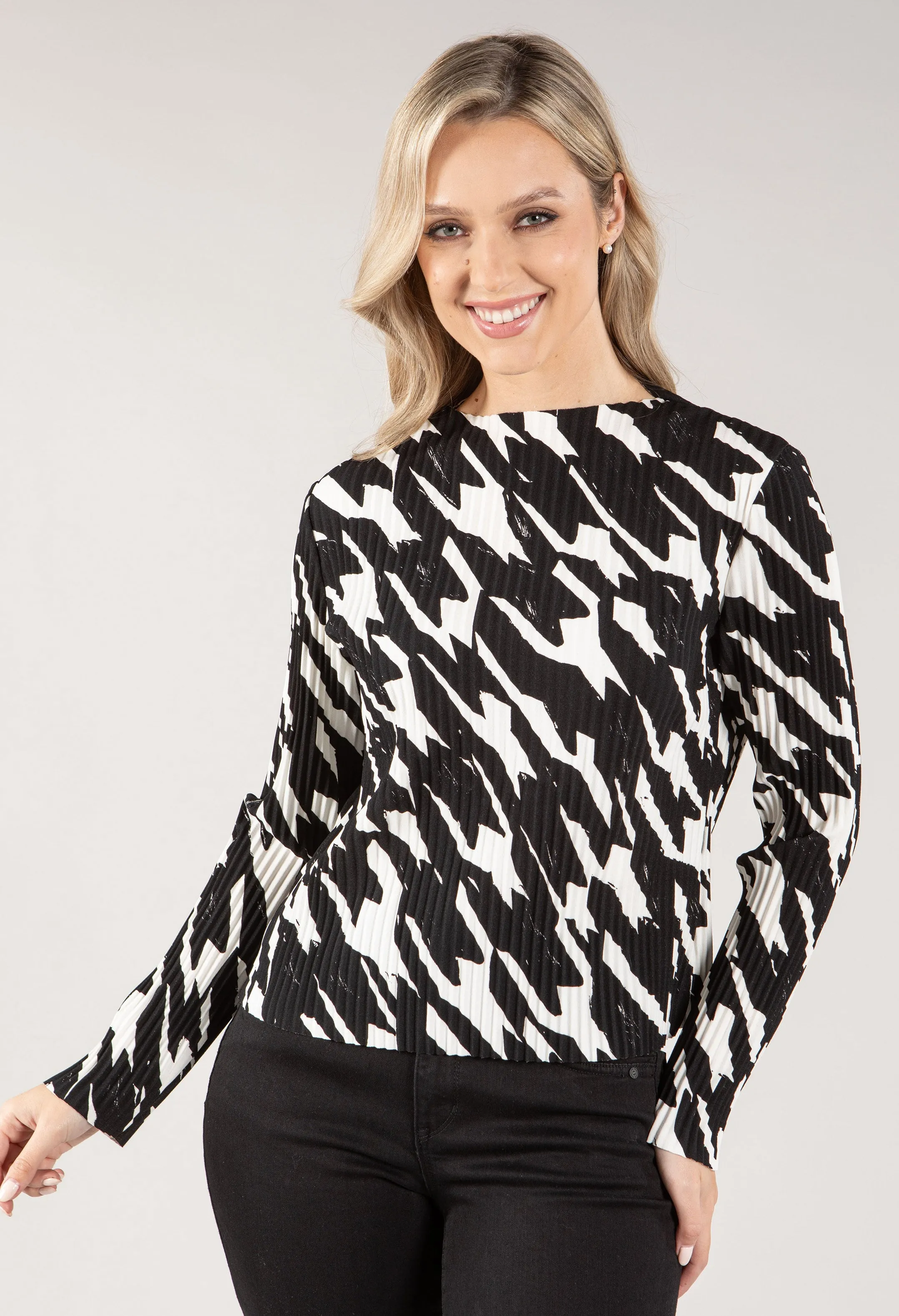 Pleated Long Sleeve Top