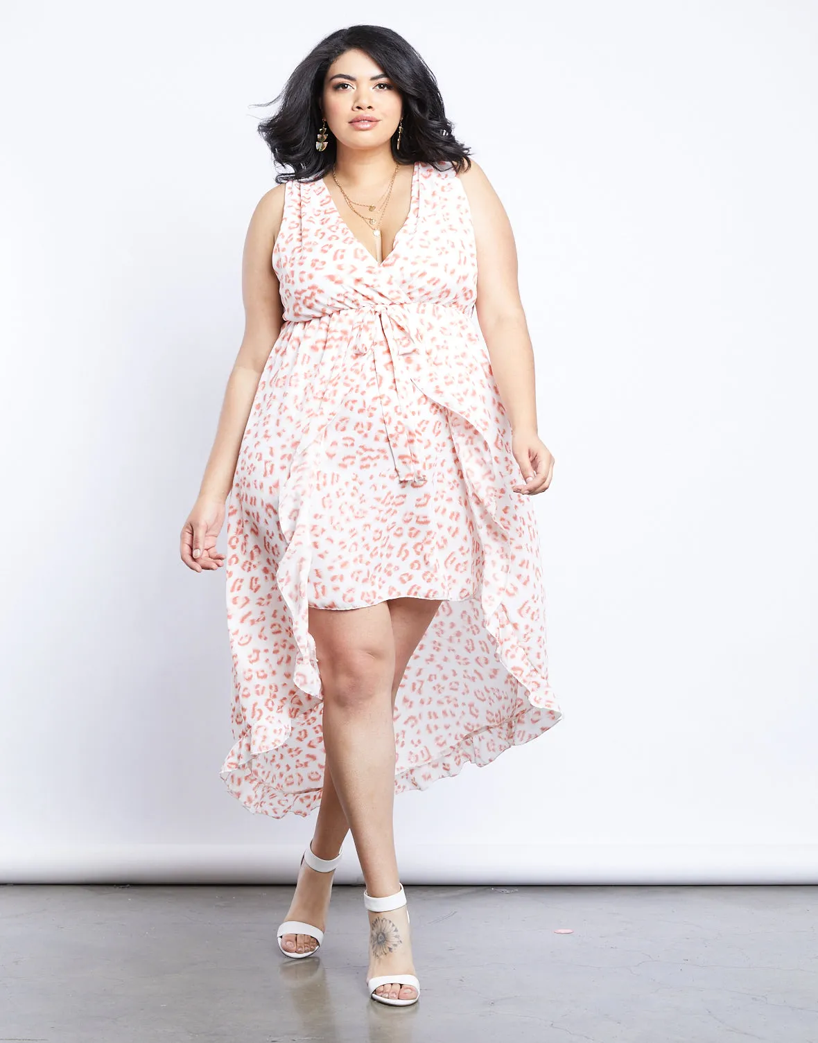 Plus Size Naomi Leopard Chiffon Dress