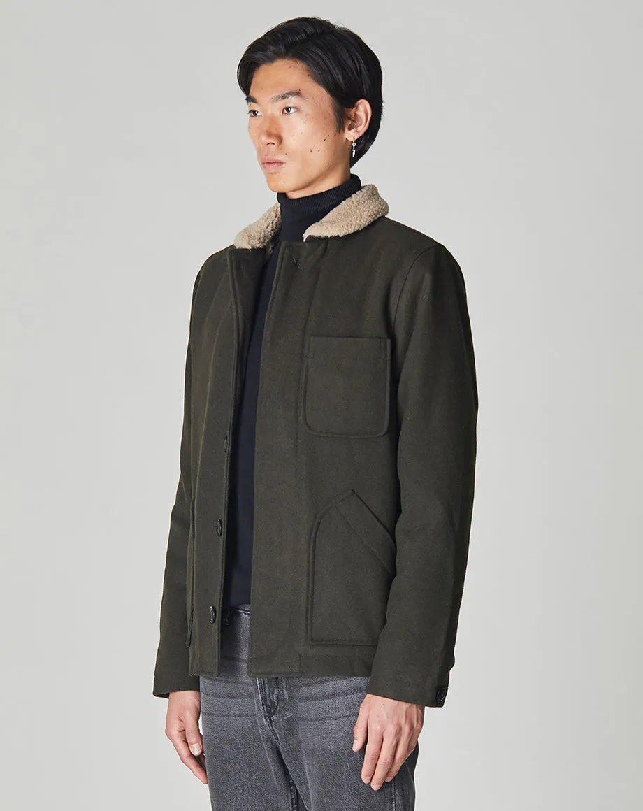 PORCO MENS N1 SHERPA COLLARED JACKET | KHAKI