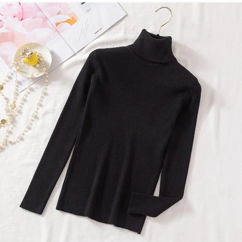 Pullovers Women Turtleneck Sweaters Fashion Spring Long Sleeve Female Jumper Autumn Korean Basic Top Soft Knitted Sweater