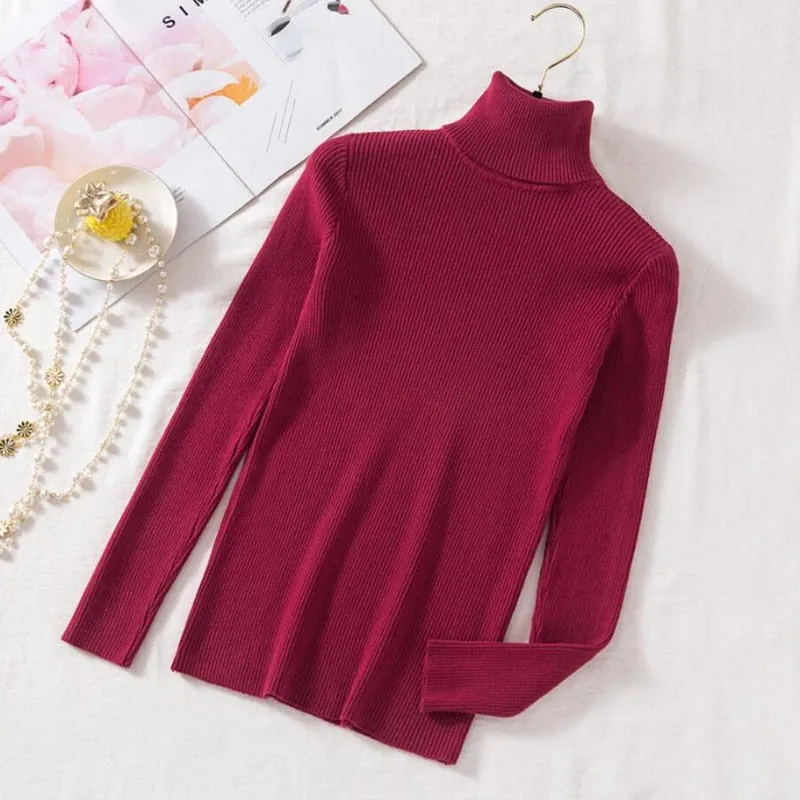 Pullovers Women Turtleneck Sweaters Fashion Spring Long Sleeve Female Jumper Autumn Korean Basic Top Soft Knitted Sweater